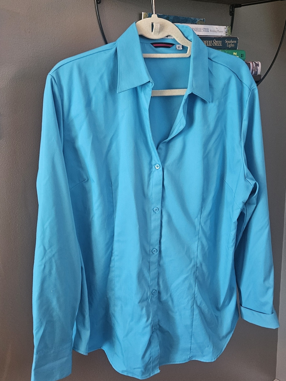 Men's Classic Button-Down Shirt - Bright Teal Blue